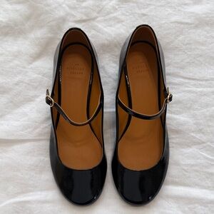 Sezane Angelique Black Patent Leather Mary Jane Shoes